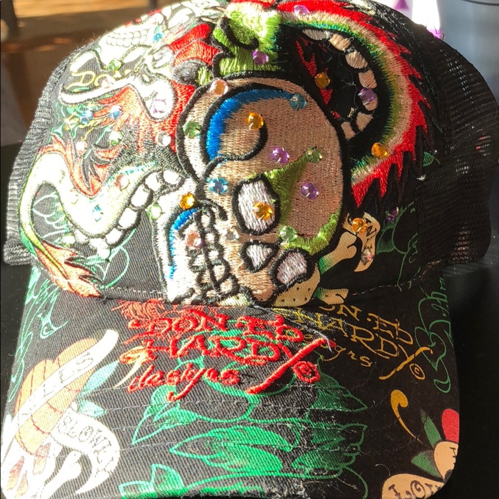 Ed Hardy snap back baseball cap, rare skull design